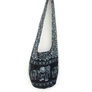 Multiple B&W elephant boho crossbody bag